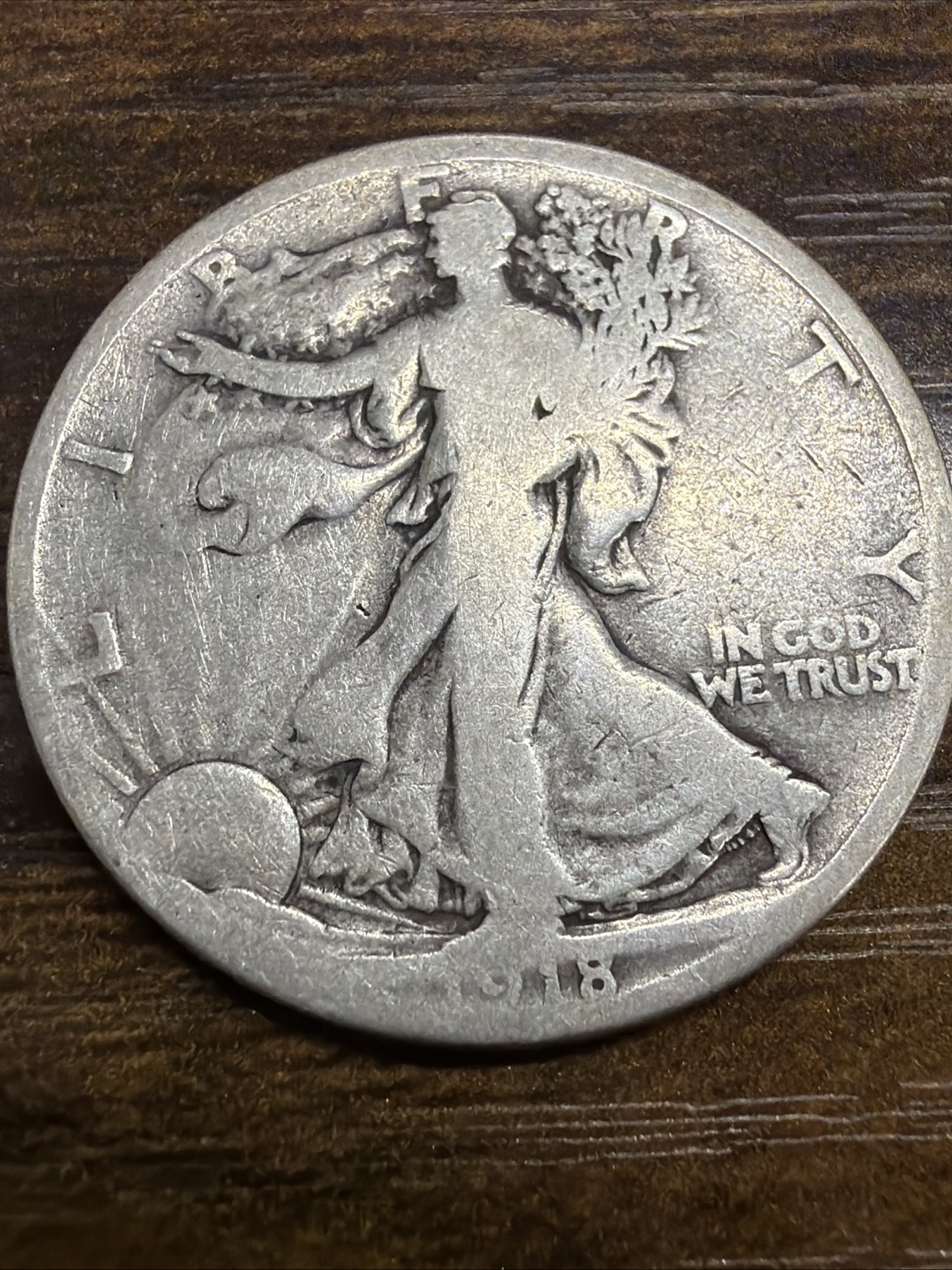 1918-D Walking Liberty half dollar Actual Coin Good Details