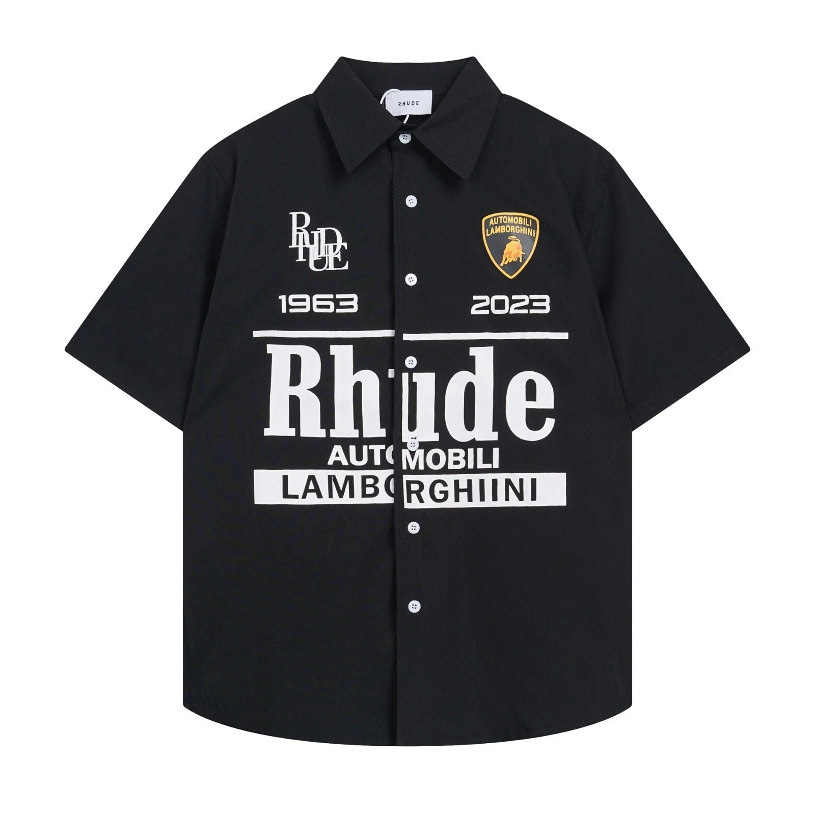 Men Women RHUDE Leisure Cotton Short Sleeve Lapel Shirt Unisex Holiday Shirt