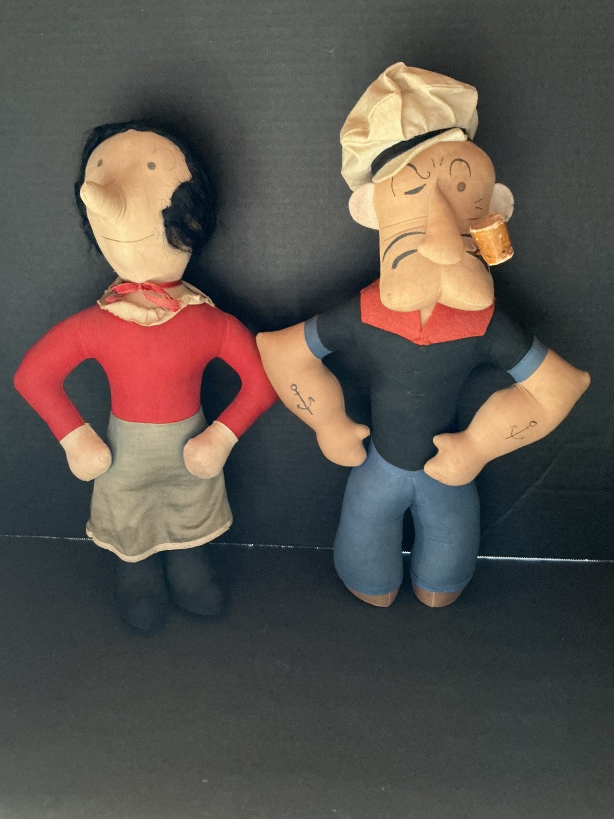 Rare vintage 1930s Popeye & Olive Oyl Comic stuffed Cloth Doll Knickerbocker 15”