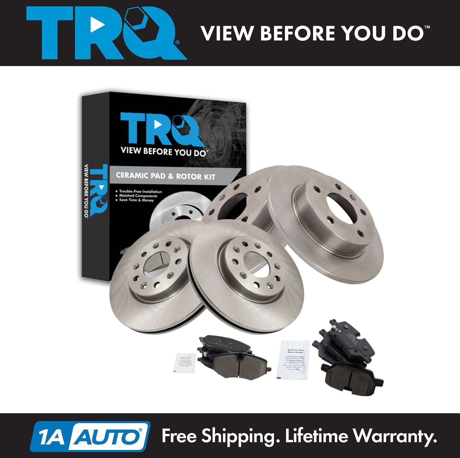 TRQ Front & Rear Brake Pad & Rotor Kit Ceramic Fits 20-21 Buick 21 Chevrolet