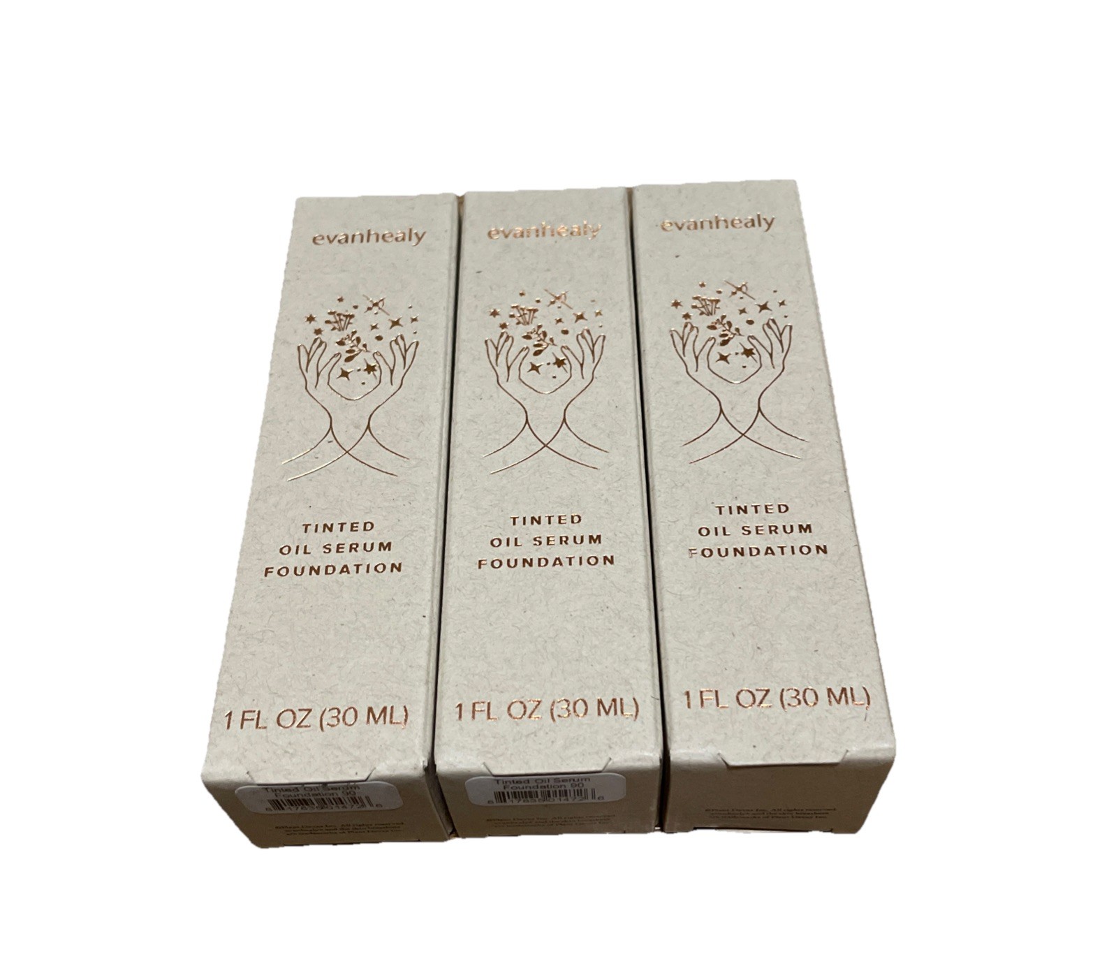 evanhealy Tinted Oil Serum Foundation Shade 90 Make Up LOT OF 3 NIB Evan Healy