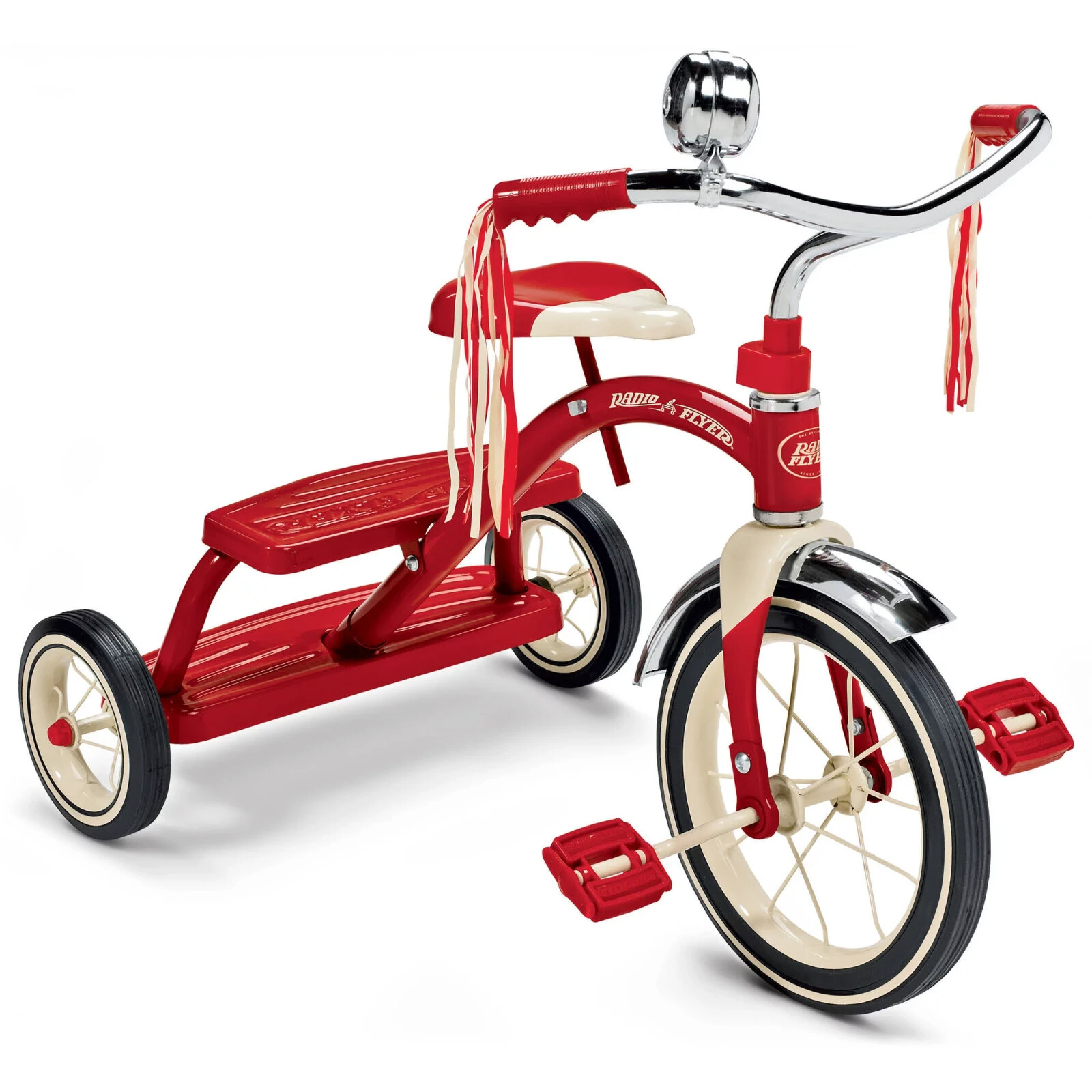 Radio Flyer Tricycle Kids Classic Style Dual Deck Tricycle W/Handlebar Bell-Red