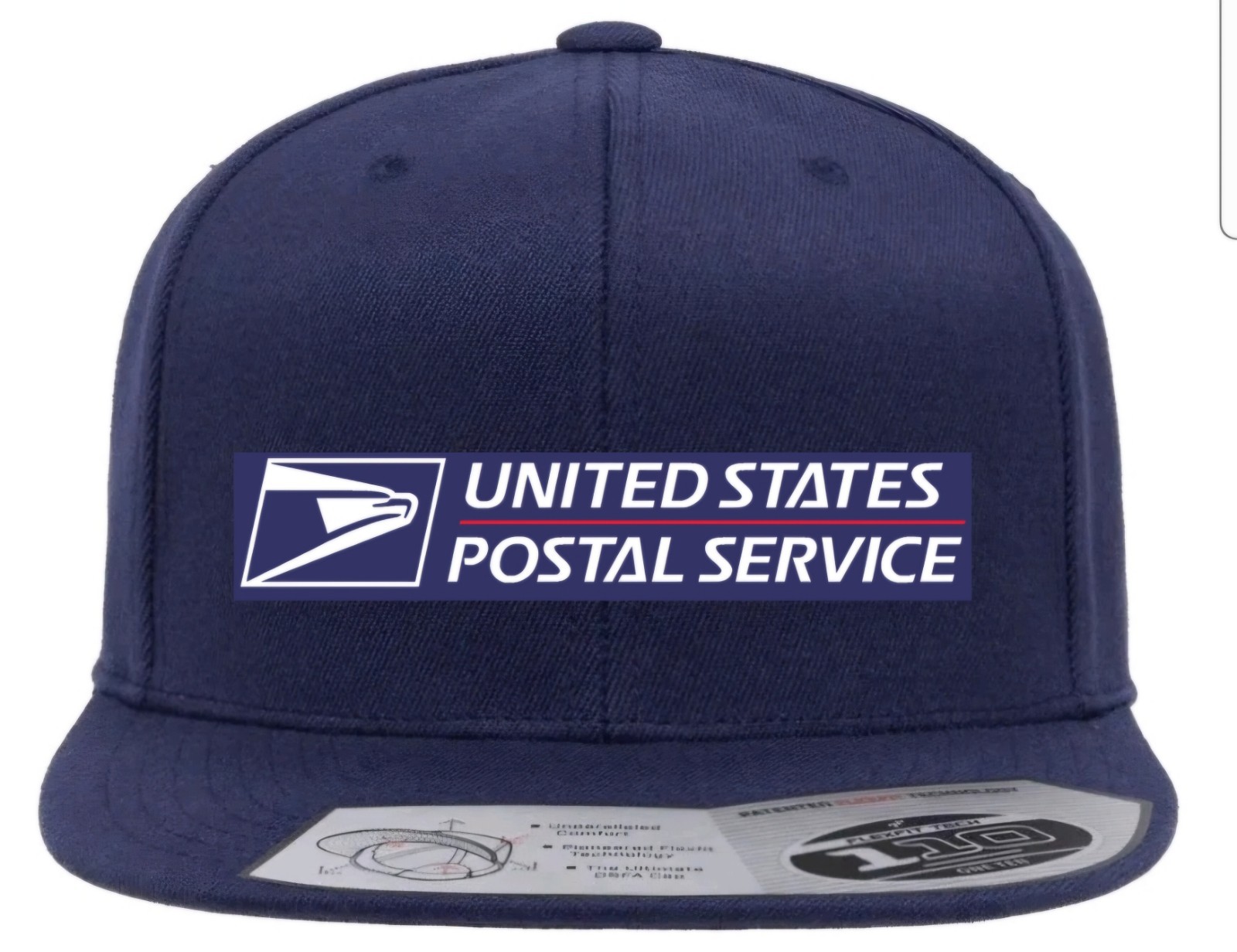 USPS POSTAL EMBROIDERED LOGO Flexfit 110 Snapback Adjustable Flat Bill Hat NEW
