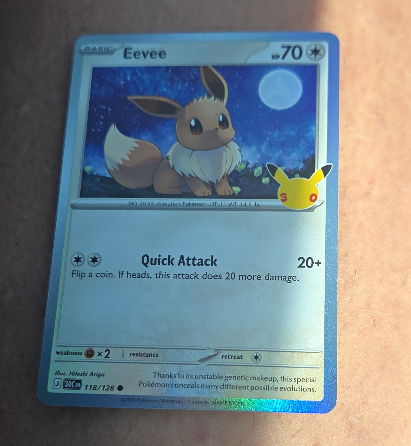 Pokemon TCG Eevee 118/128 Scarlet & Violet 151 Promo Holo English Pokemon TCG Eevee 118/128 Scarlet & Violet 151 Promo Holo English