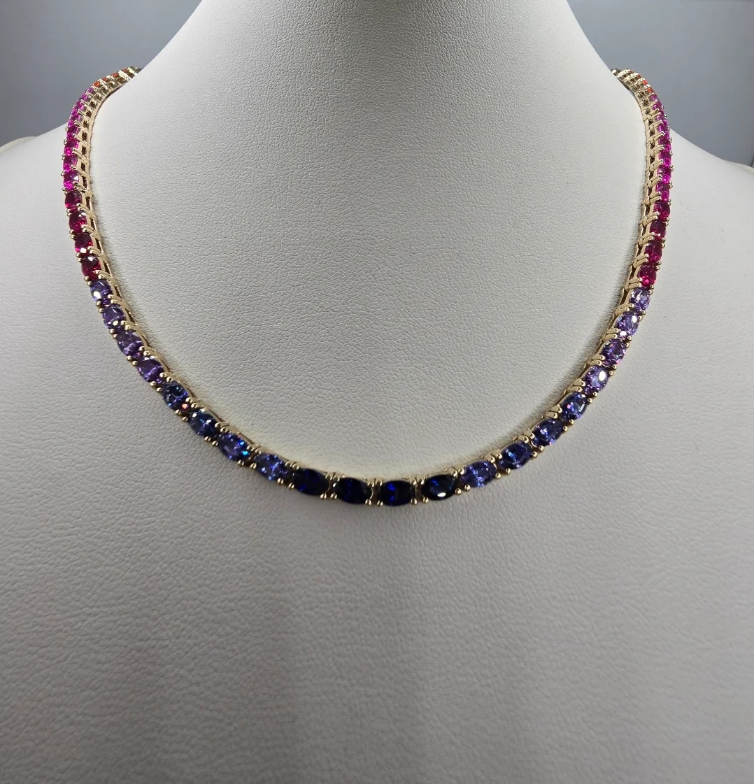 Absolute Sterling Silver Goldclad Simulated Colors of Sapphire Rainbow Line