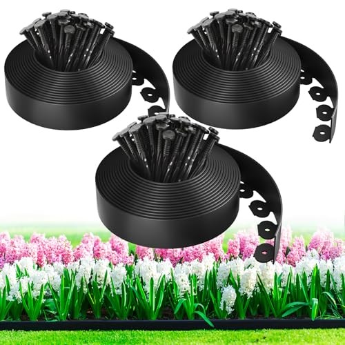 100ft,1.5in Tall Landscape Edging Kit with 150 Spikes, Not Digging Flexible