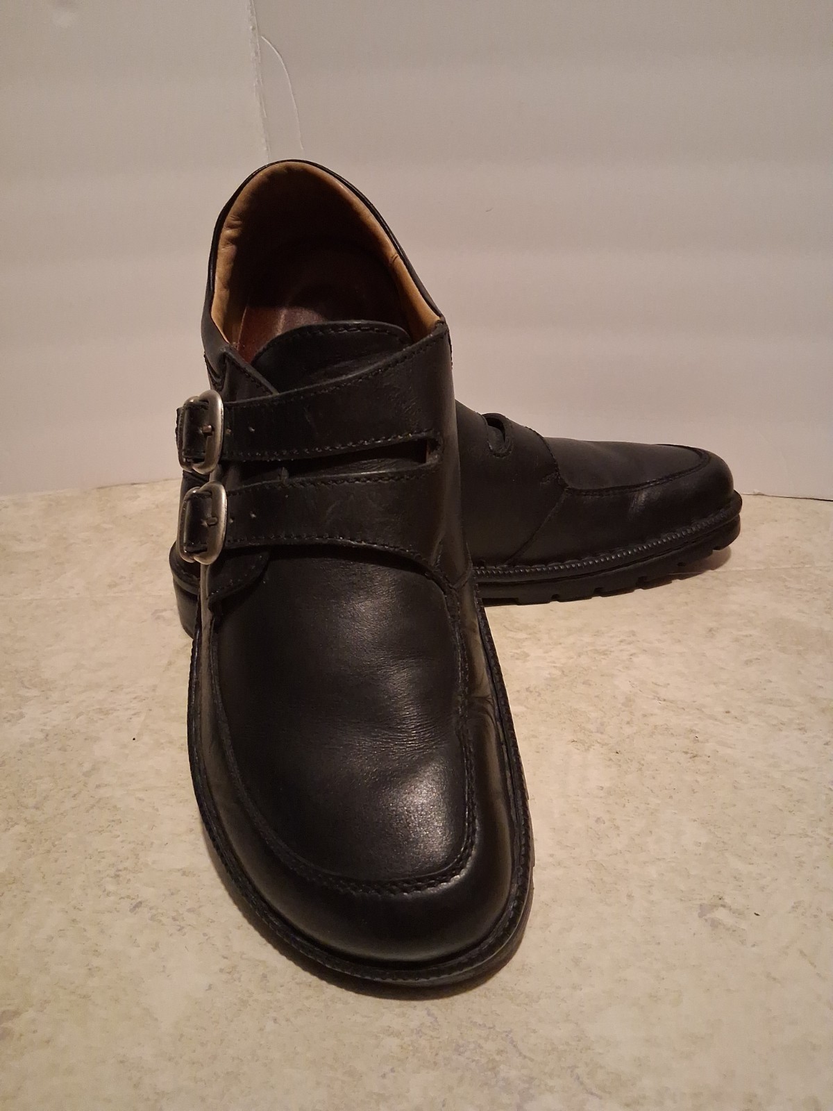 Birkenstock Footprints Double Monk Strap Shoes Black Leather Mens EU 43 US 10 Birkenstock Footprints Double Monk Strap Shoes Black Leather Mens EU 43 US 10