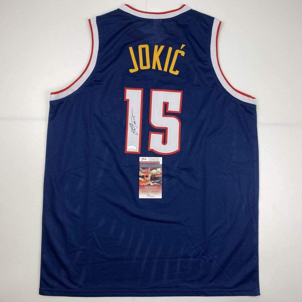 Autographed/Signed Nikola Jokic Denver Dark Blue Basketball Jersey JSA COA Autographed/Signed Nikola Jokic Denver Dark Blue Basketball Jersey JSA COA