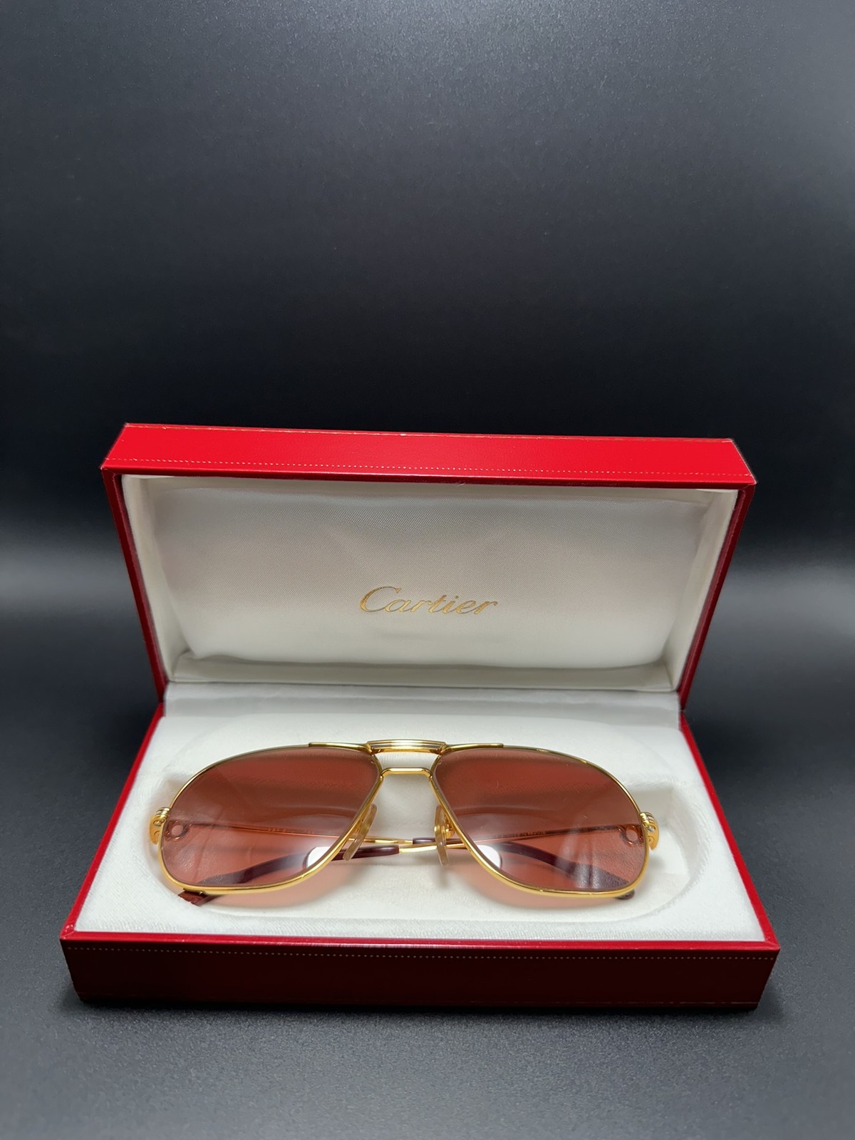 Cartier Trinity Limited Collection Tank Aviator Sunglasses 1980s 22K Tri-Color