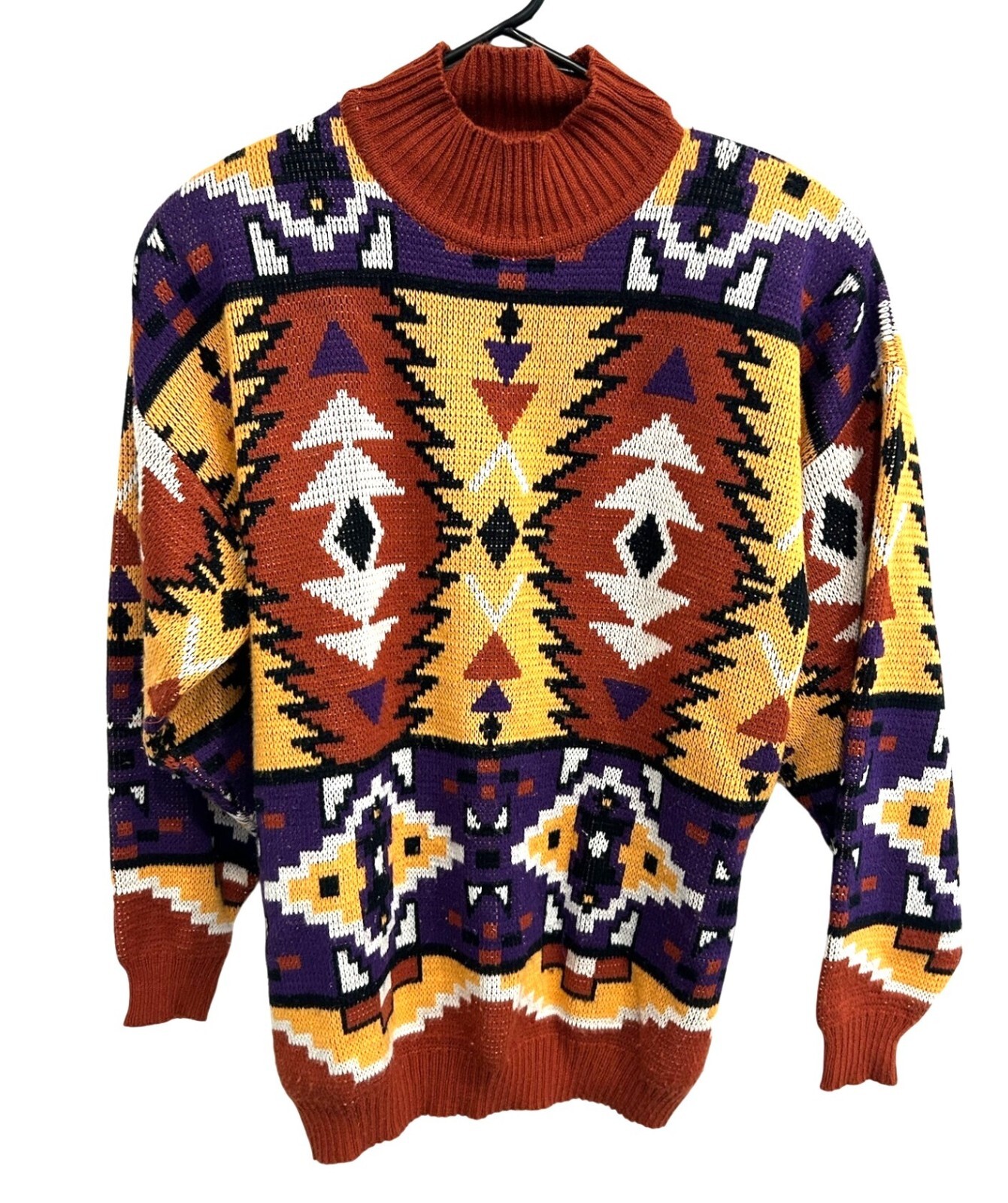 Vintage MCII Southwest Style Geometric Pattern Mock Neck Sweater Sz Medium