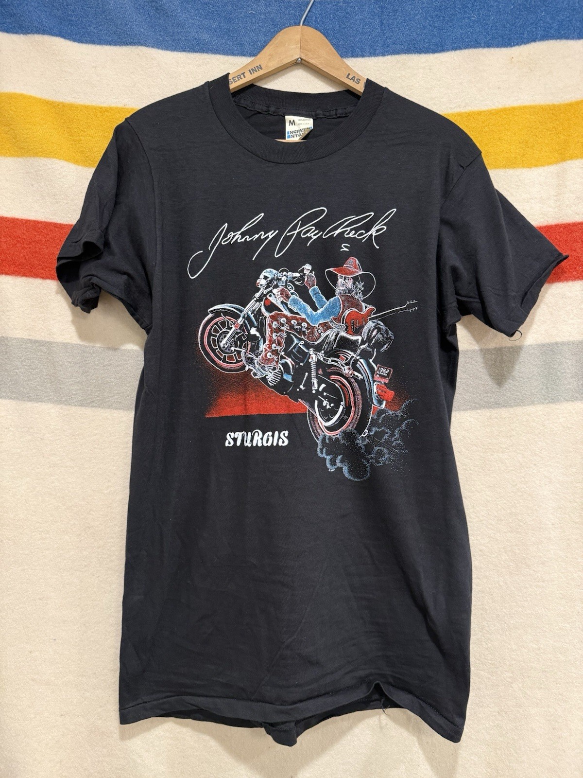 Vntg 1982 Johnny Paycheck Sturgis Harley Davidson Original T Shirt Sz M Black Vntg 1982 Johnny Paycheck Sturgis Harley Davidson Original T Shirt Sz M Black