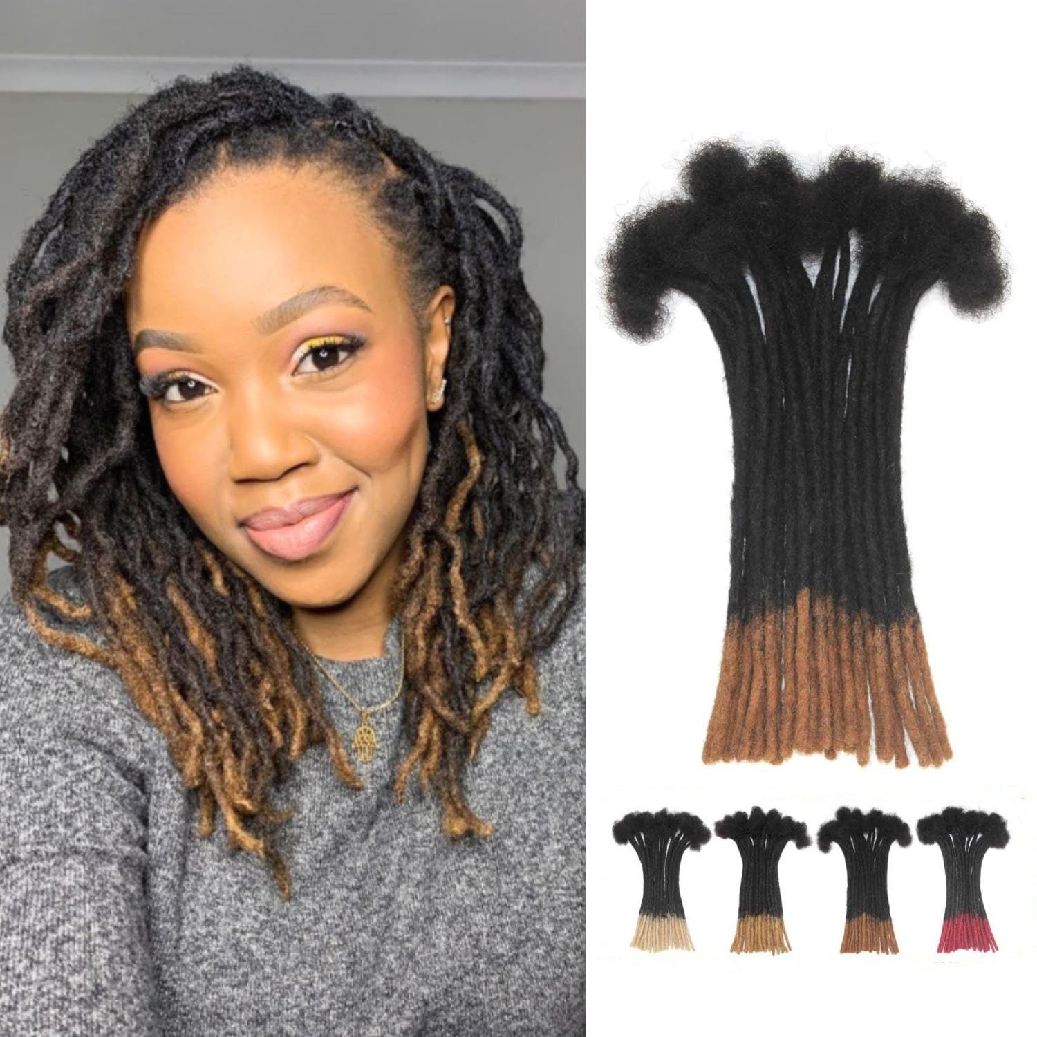 LIKIMIYA Ombre Loc Extensions Human Hair Dread Extensions 0.4cm 12 Inch 30 LIKIMIYA Ombre Loc Extensions Human Hair Dread Extensions 0.4cm 12 Inch 30