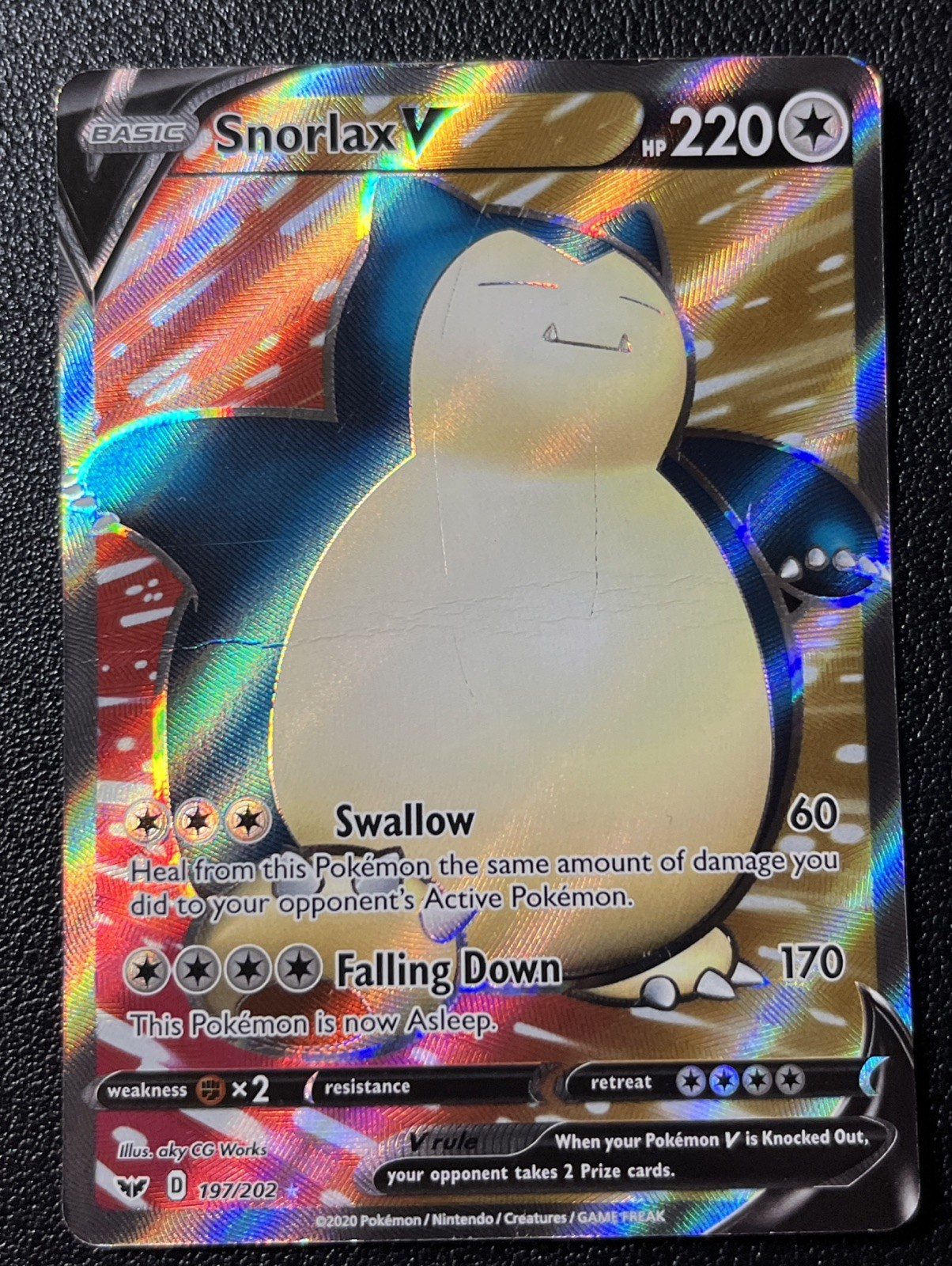 2020 Pokemon Sword and Shield FULL ART ULTRA RARE HOLO #197 Snorlax V LP 2020 Pokemon Sword and Shield FULL ART ULTRA RARE HOLO #197 Snorlax V LP