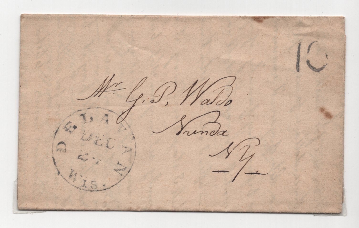 US 1845 DELAVAN, WISCONSIN TERRITORIAL COVER PAID \