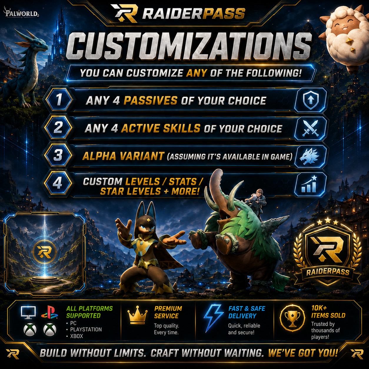 PALWORLD -  4 Custom Pals Max Level + Custom Passives + BOSS