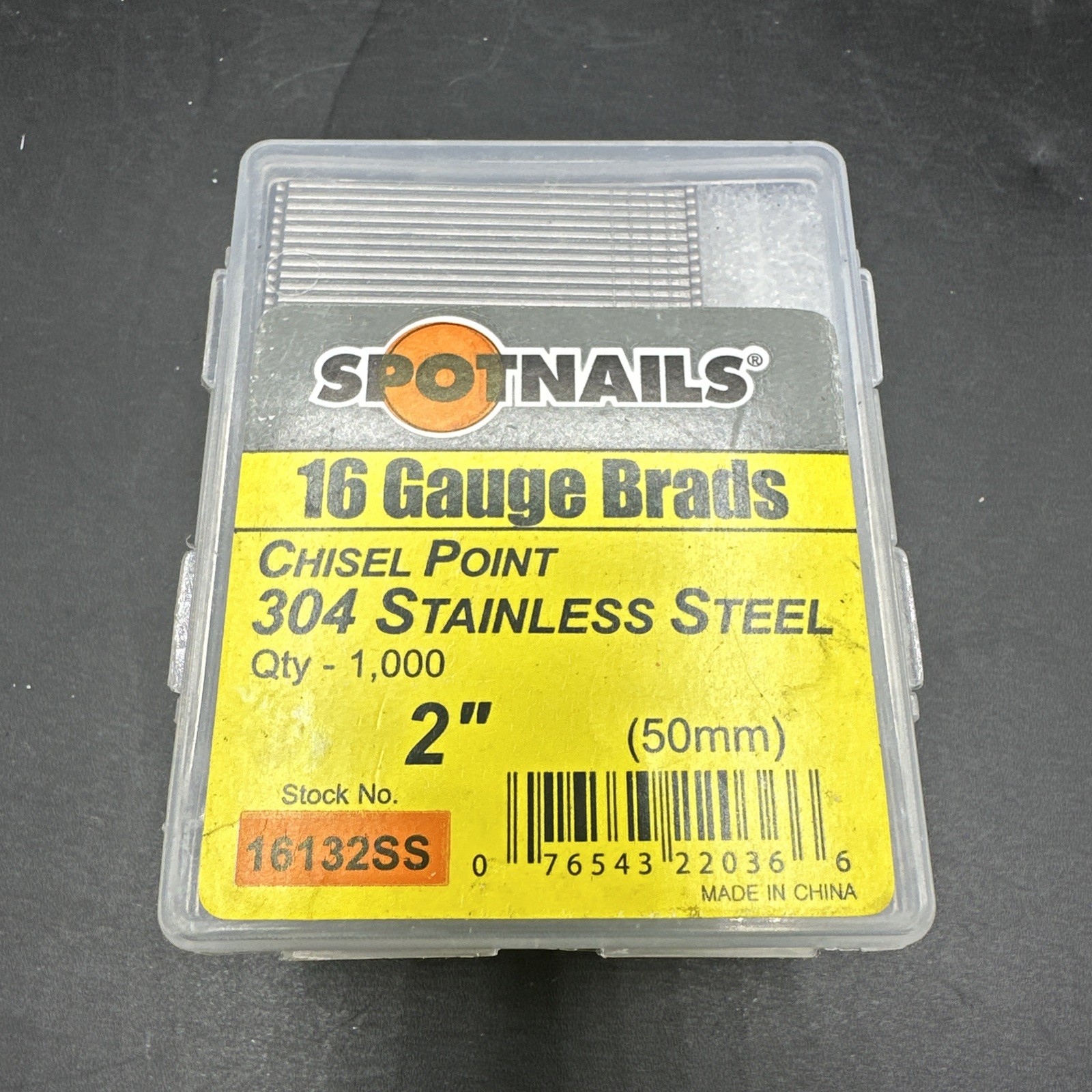 NEW-1000 Nails Spotnails 16132SS 16 Gauge 2” In Straight Brads-304 Stainless NEW-1000 Nails Spotnails 16132SS 16 Gauge 2” In Straight Brads-304 Stainless