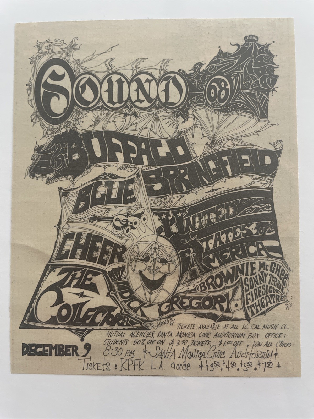 1968 Buffalo Springfield , Blue Cheer, SANTA MONICA CIVIC, Concert Ad 1968 Buffalo Springfield , Blue Cheer, SANTA MONICA CIVIC, Concert Ad