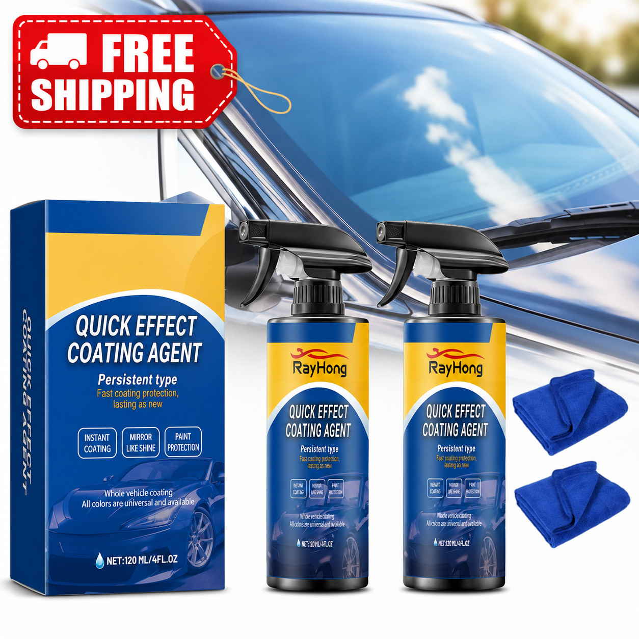 2x 120ml Car Quick-Acting Coating Agent Spray,Car Coating Spray,Multi-functional 2x 120ml Car Quick-Acting Coating Agent Spray,Car Coating Spray,Multi-functional