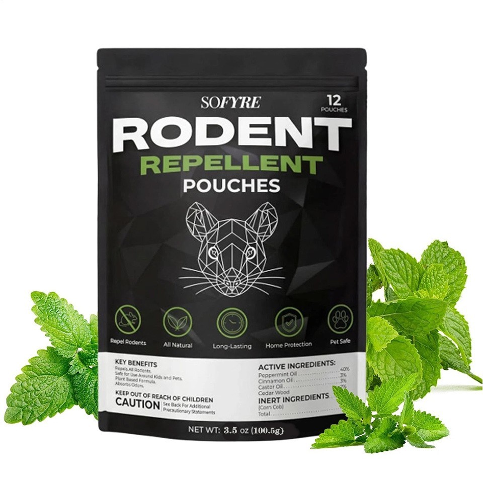 SOFYRE Rodent Repellent Pouches 12 pk Natural Peppermint Cedarwood New Look SOFYRE Rodent Repellent Pouches 12 pk Natural Peppermint Cedarwood New Look