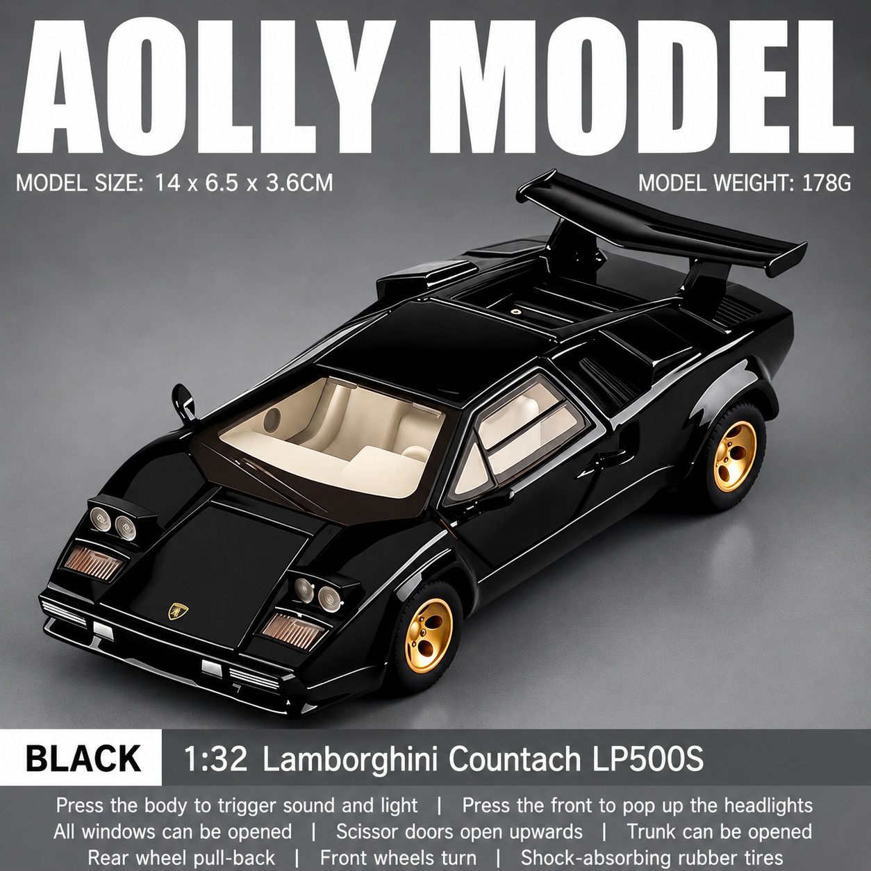 1:32 Lamborghini Countach LP500S & LBWK Diecast Model Car Collectible Toy Gift 1:32 Lamborghini Countach LP500S & LBWK Diecast Model Car Collectible Toy Gift