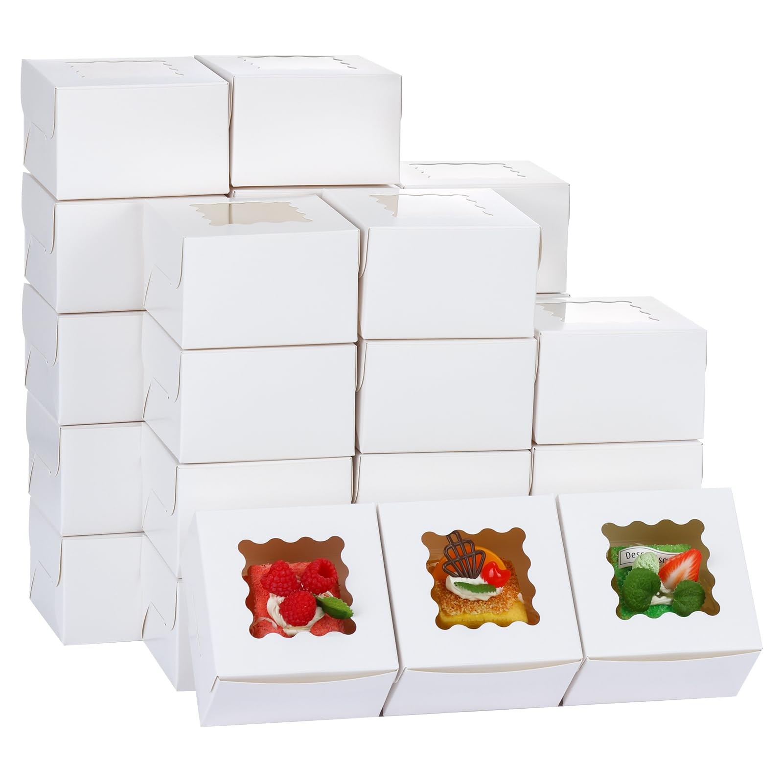 Moretoes 200pcs White Cookie Boxes with Window, 4x4x2.5 Inch Small Bakery Bo... Moretoes 200pcs White Cookie Boxes with Window, 4x4x2.5 Inch Small Bakery Bo...
