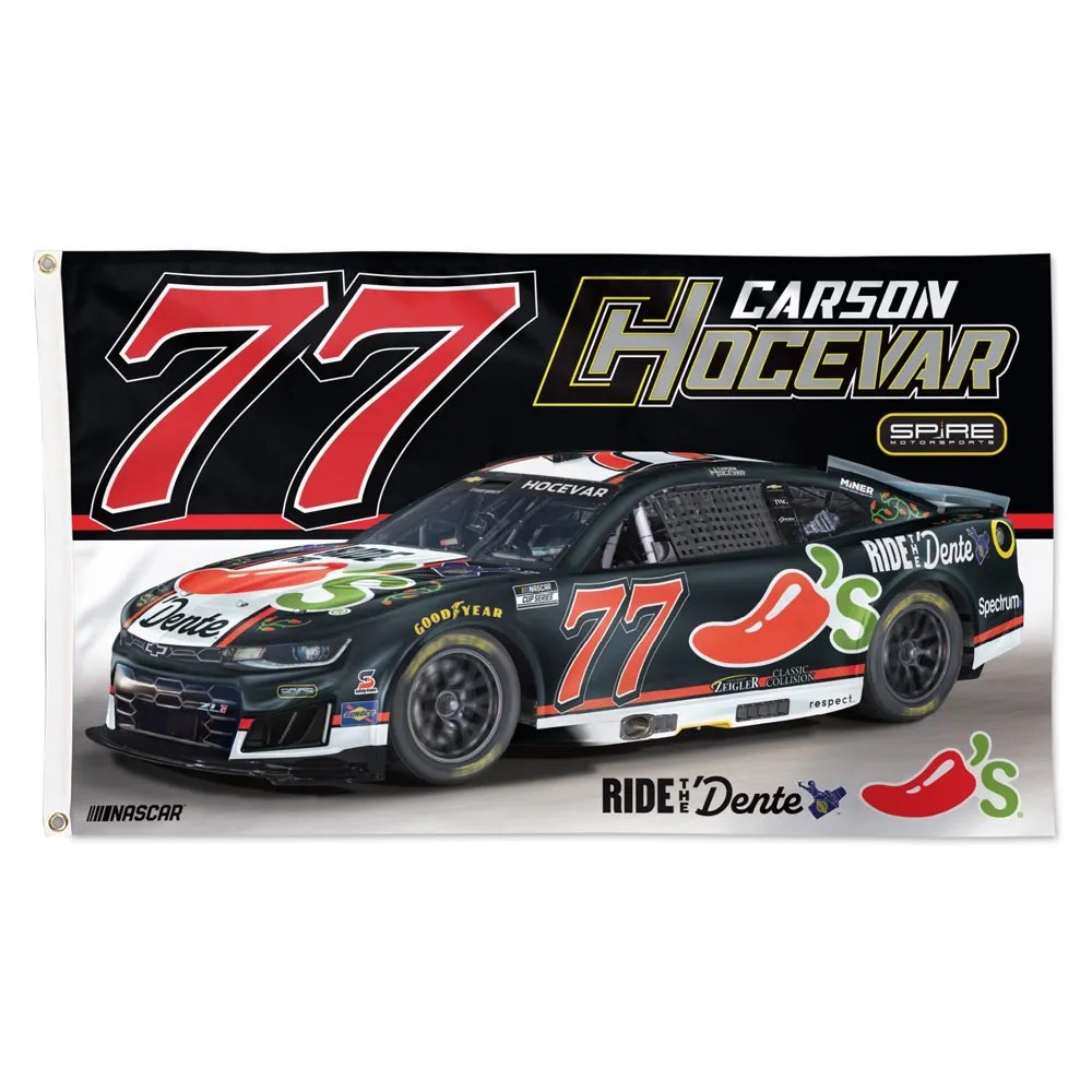 Carson Hocevar #77 Chilis Nascar Double-Sided 3x5 Good Wall Flag Carson Hocevar #77 Chilis Nascar Double-Sided 3x5 Good Wall Flag