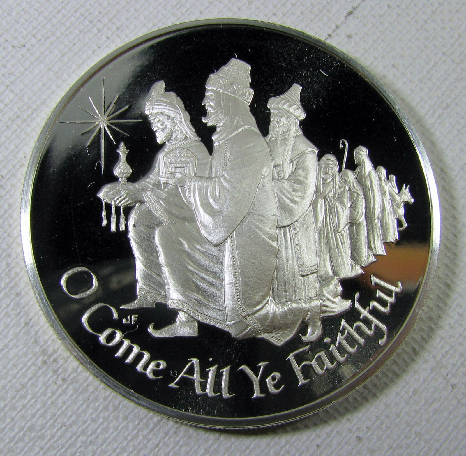 O Come All Ye Faithful Joyful and Triumphant Sterling Silver Christmas Medal