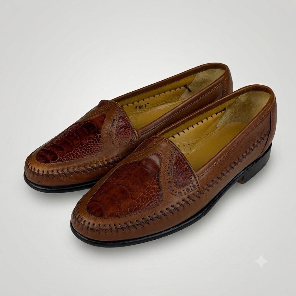 Mario Campatelli Ostrich Leg Leather Loafers Brown Italy Men’s Size 8.5 Men