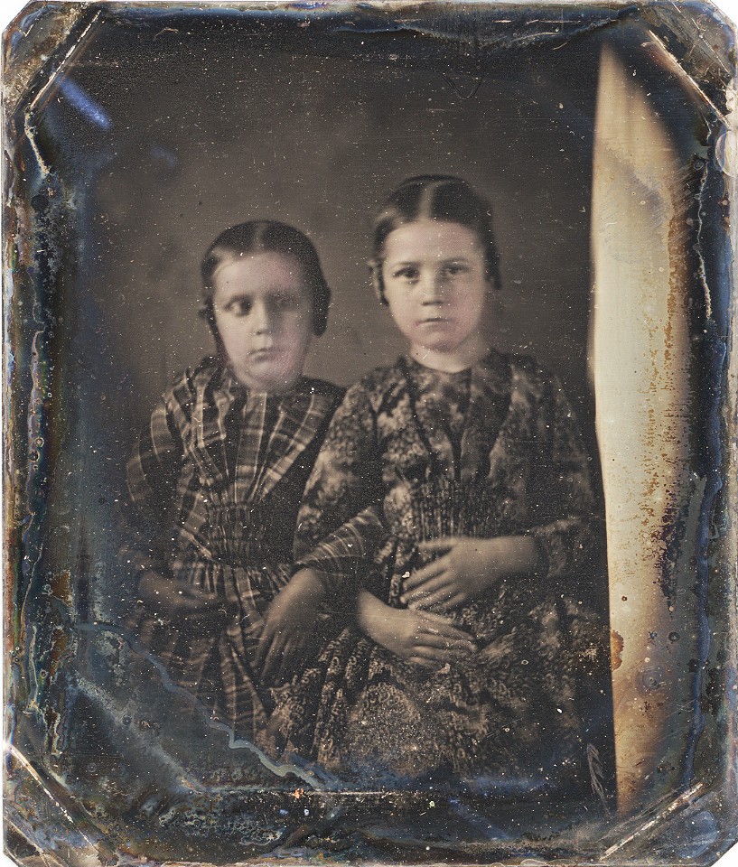 6th Plate Dag of Two Girls, Full Case, 1850s #146 6th Plate Dag of Two Girls, Full Case, 1850s #146