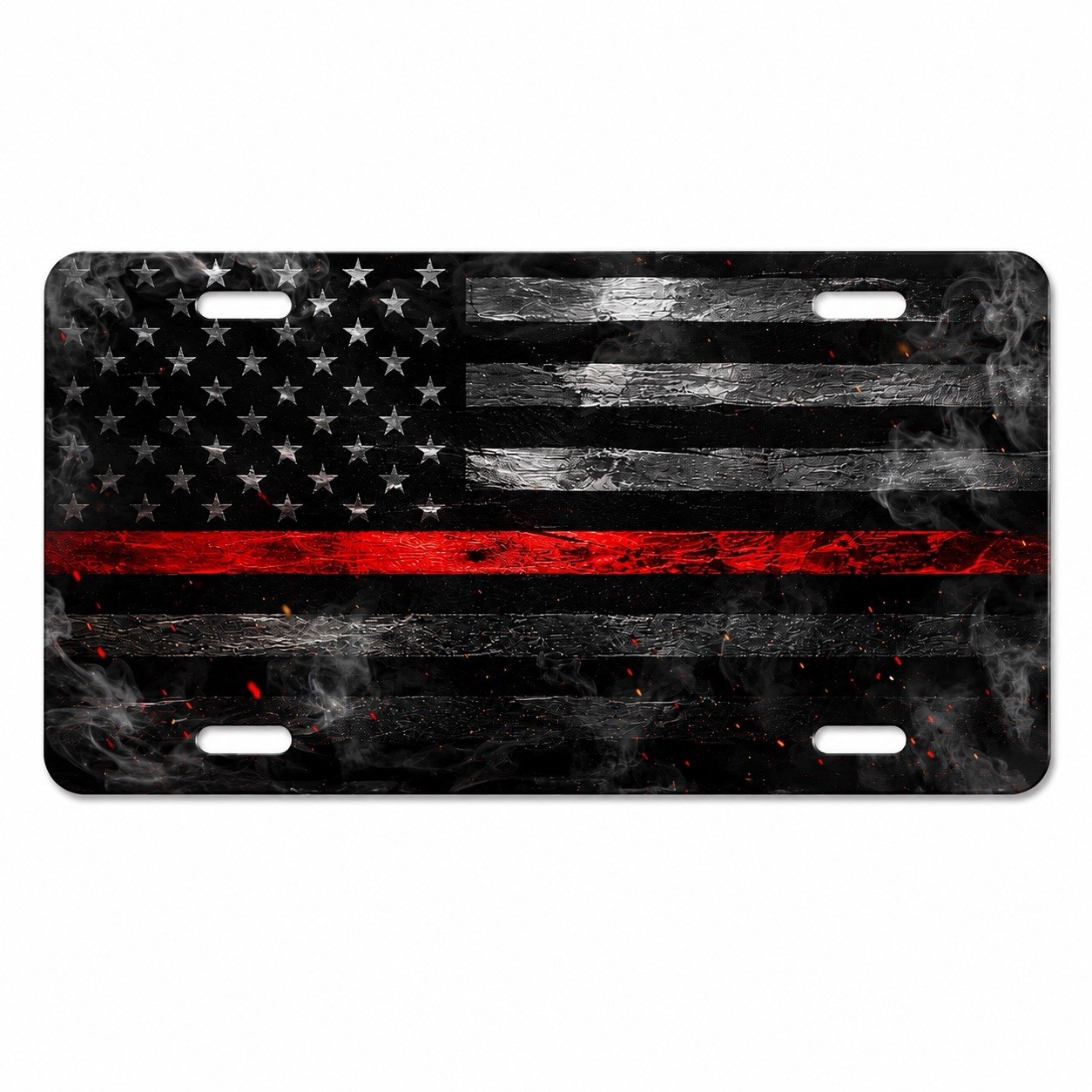 Thin Red Line American Flag Acrylic License Plate 12x6 Firefighter Gift
