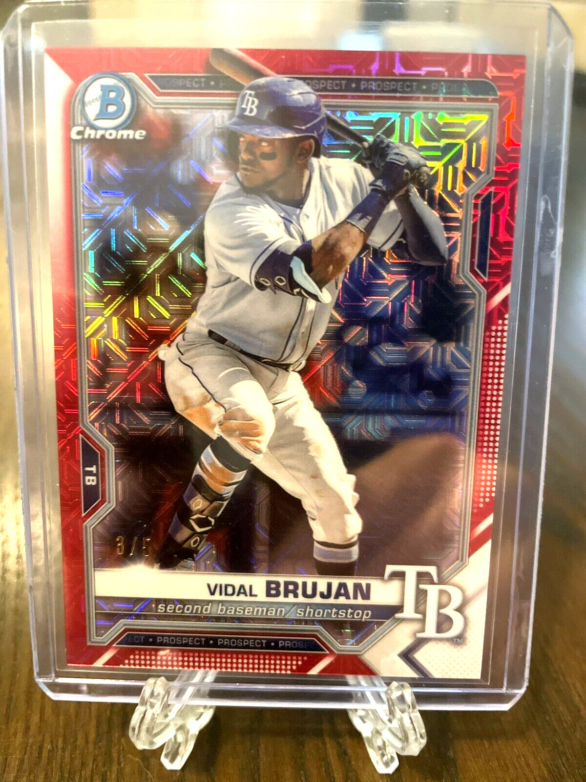 Vidal Brujan #\'d /5 Red Mojo Refractor SSP 2021 Bowman Chrome Rays Rookie Card