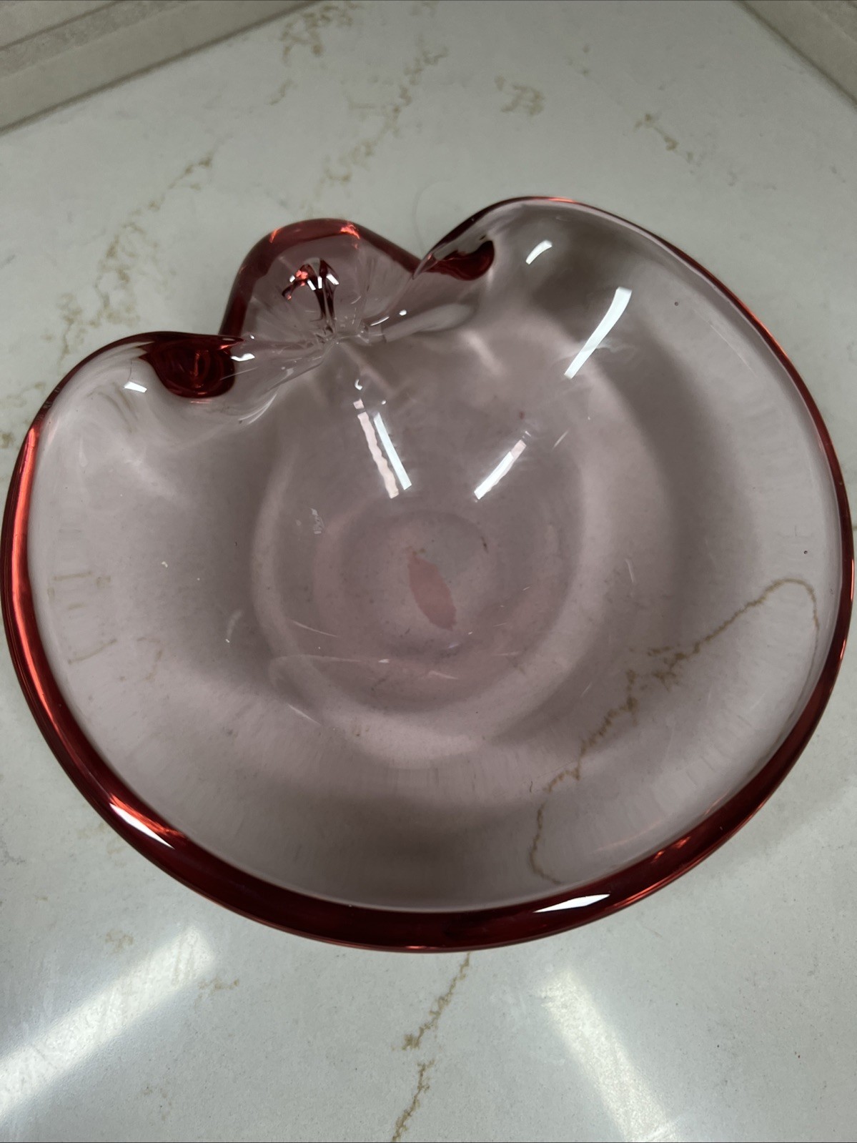 Vintage Alfredo Barbini Murano Art Glass Pink Cranberry Sommerso Ashtray Bowl Vintage Alfredo Barbini Murano Art Glass Pink Cranberry Sommerso Ashtray Bowl