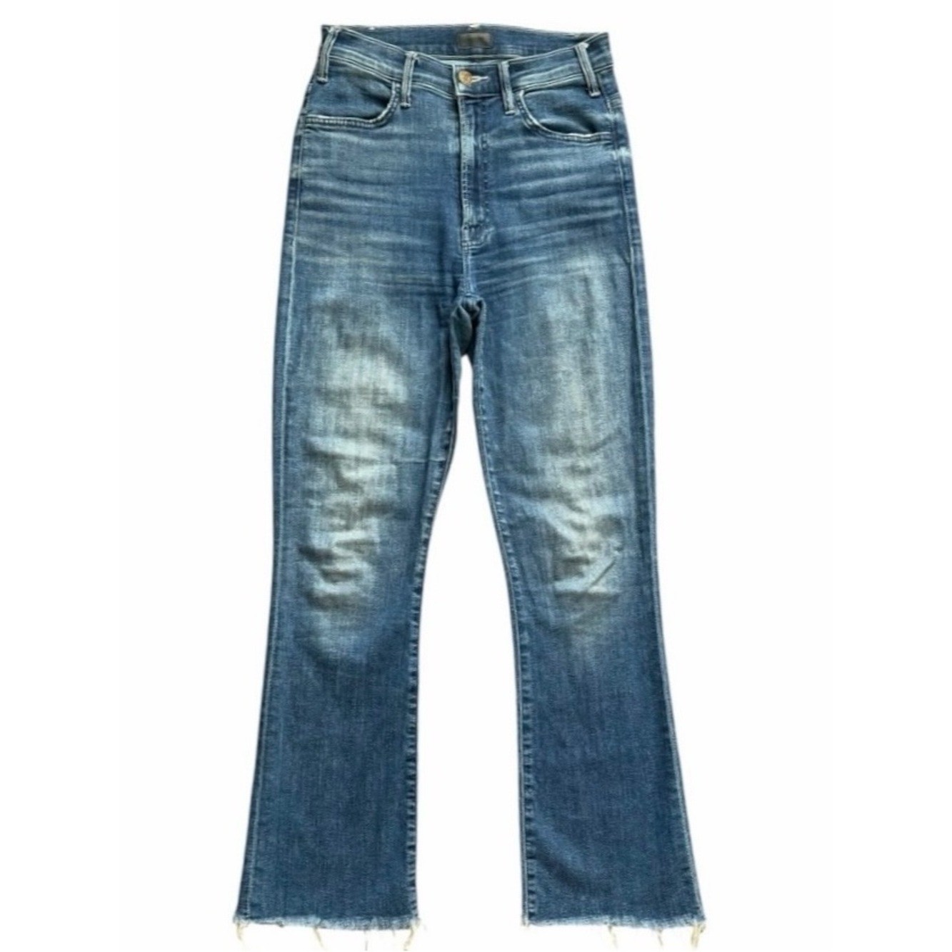 MOTHER The Hustler Ankle Fray Jeans Womens 26 Blue Bootcut Flare Wish On A Star