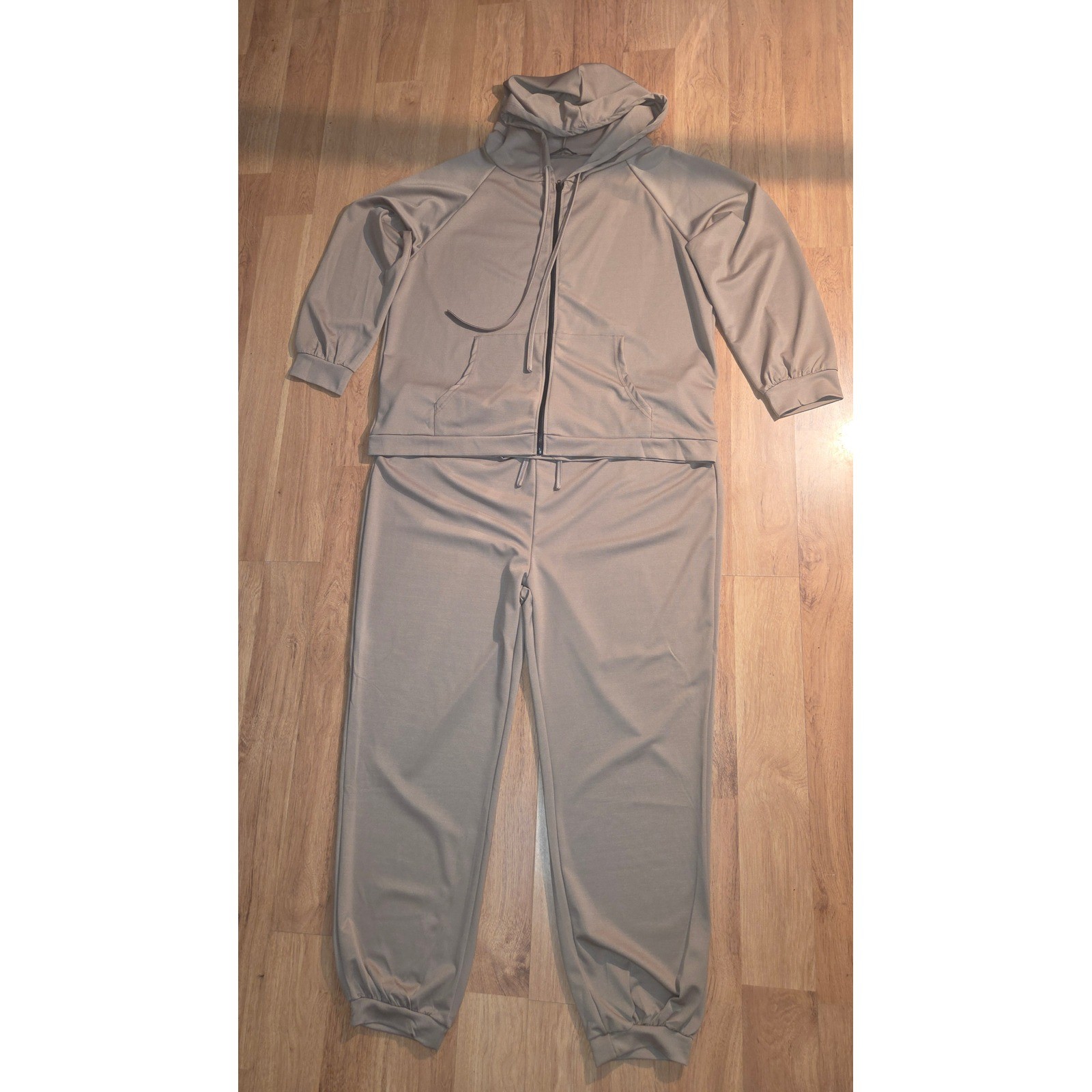 Loveu.Dear Womens Tracksuit Set Taupe Tan Zip Hoodie Joggers 2 Piece Set 3XL Loveu.Dear Womens Tracksuit Set Taupe Tan Zip Hoodie Joggers 2 Piece Set 3XL