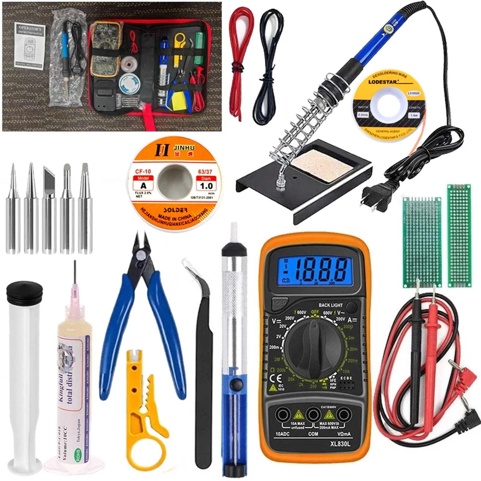80W Electric Soldering Iron Welding Gun Tool Kit Solder Wire Desoldering Pumps