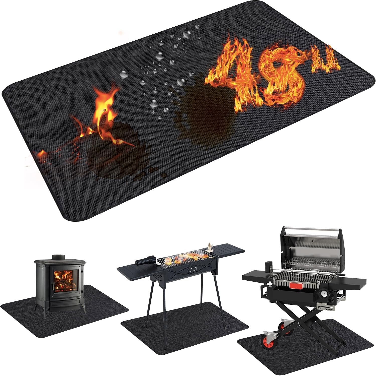 48x36 Inch Grill Mats for Outdoor Use, Waterproof and Fireproof 48x36 Inch Grill Mats for Outdoor Use, Waterproof and Fireproof