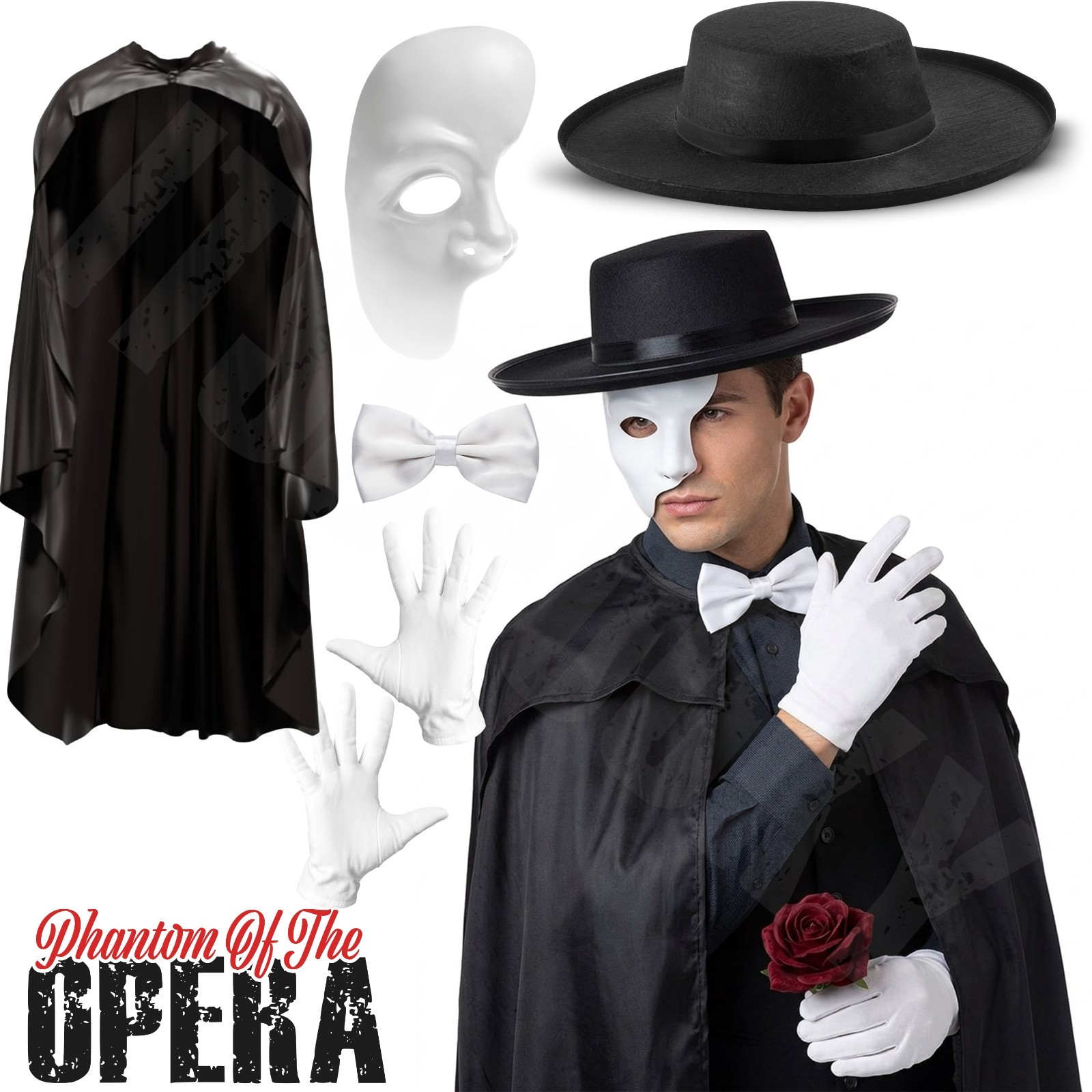 Phantom of the Opera Full Costume Set Masquerade Broadway Cosplay Accessories