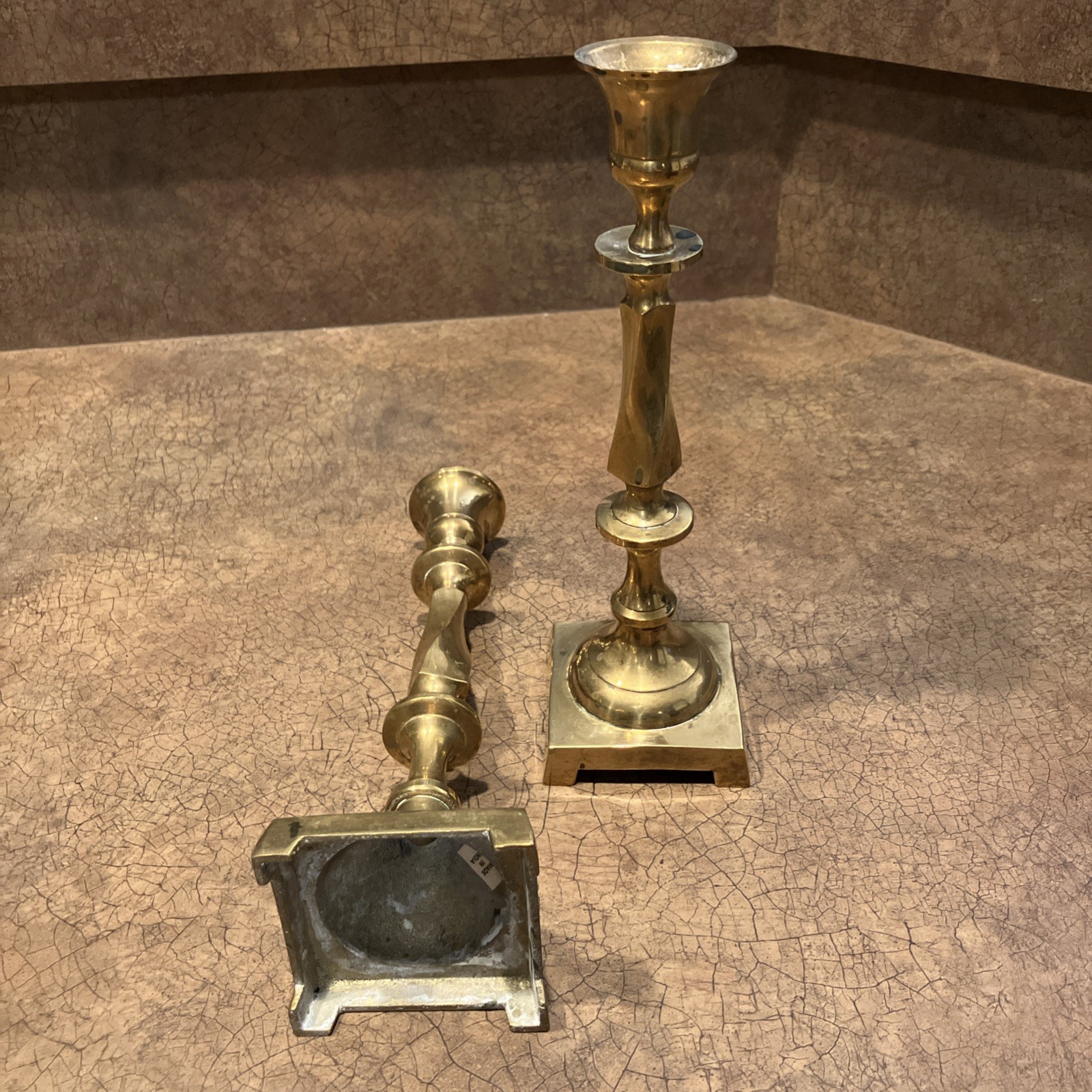Vintage Pair Brass Candlestick  INDIA. 8 .5 “