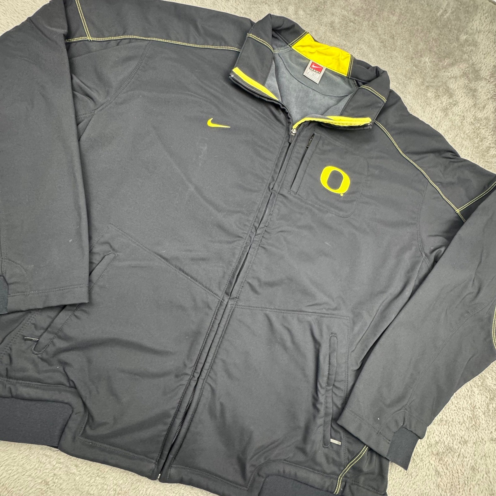 Nike Oregon Ducks Jacket Mens XXL Black Vintage Pre-2007 Full Zip Fleece Lined