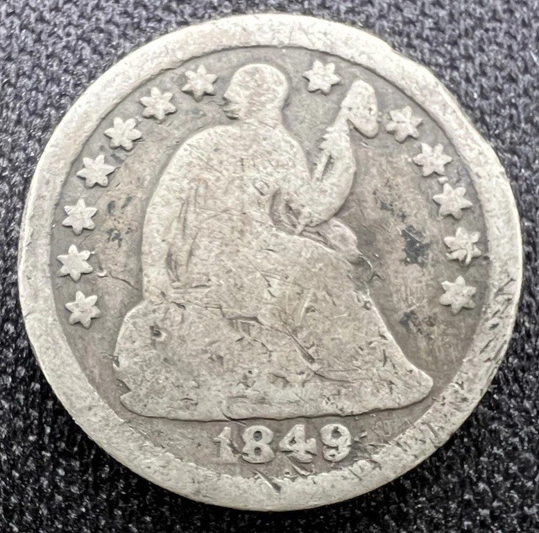 1849 O Seated Liberty Half Dime- Key Date, Low Mint New Orleans, VG Detail H10C