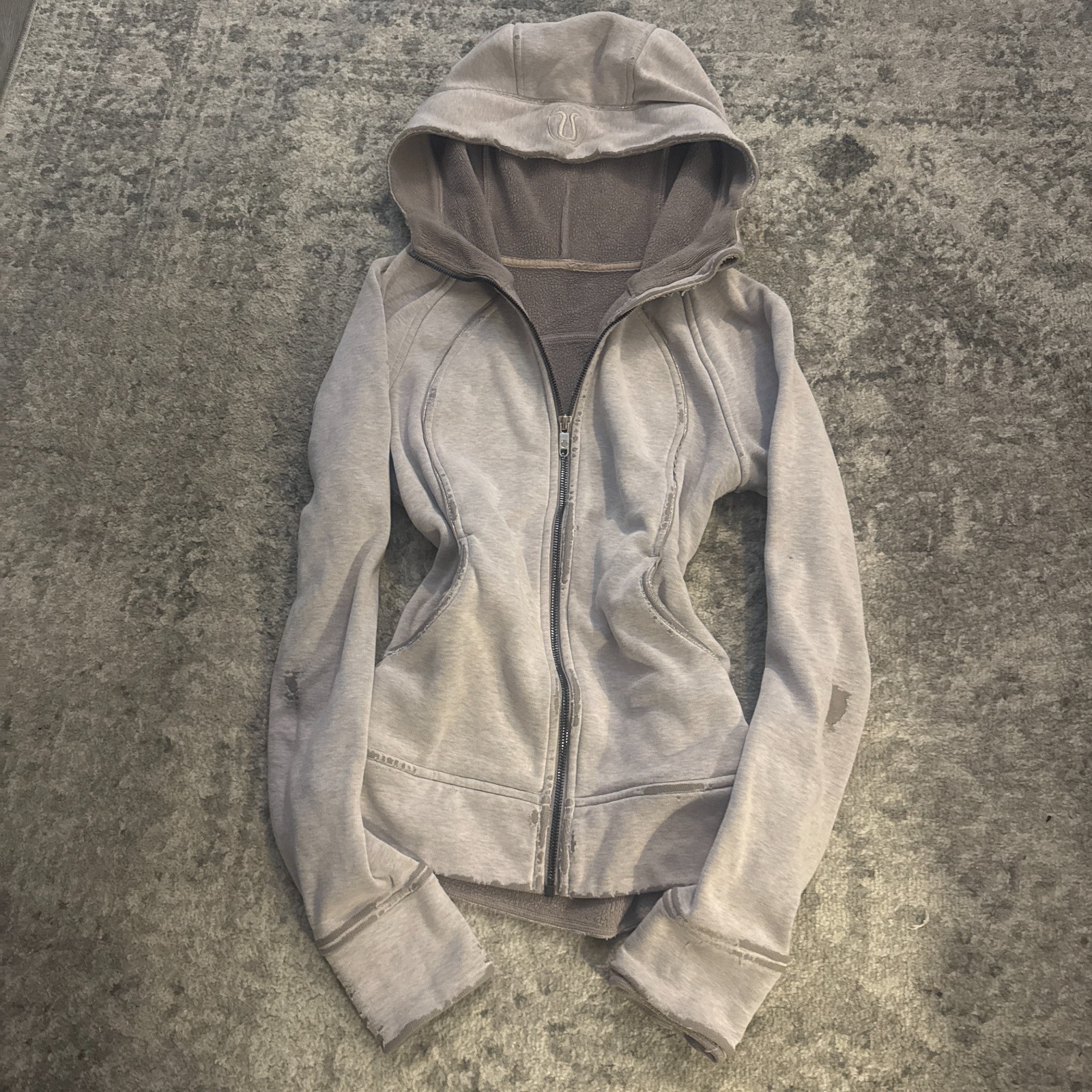 VTG RARE Lululemon Scuba Lavender Grey/Silver Accent Butterfly Logo Full zip jkt