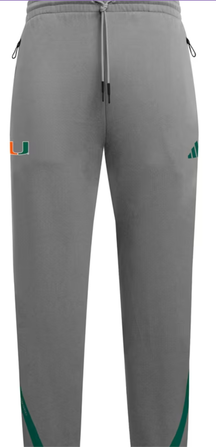 Miami Hurricanes adidas Athletic Pants Men\'s Gray New Small