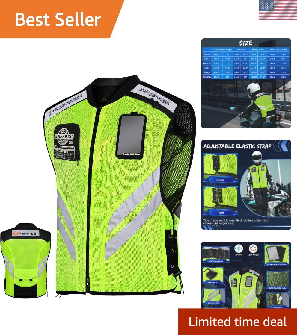 Motorcycle Vest Police Traffic Ride Safer Travel Safety Reflective Visibility... Motorcycle Vest Police Traffic Ride Safer Travel Safety Reflective Visibility...