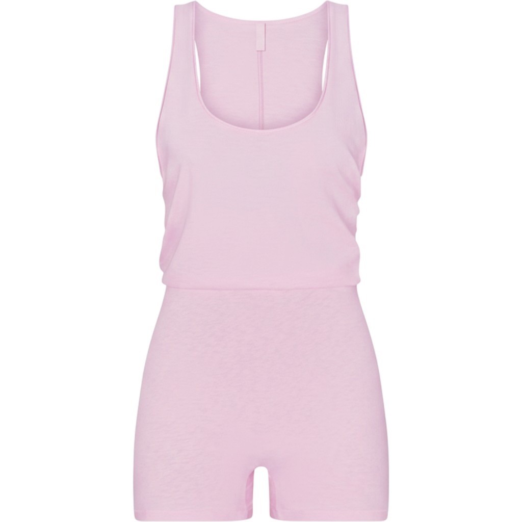 Skims Worn In Jersey Heart Jumpsuit Baby Pink XS OP-ONS-11130W Romper Loungewear Skims Worn In Jersey Heart Jumpsuit Baby Pink XS OP-ONS-11130W Romper Loungewear