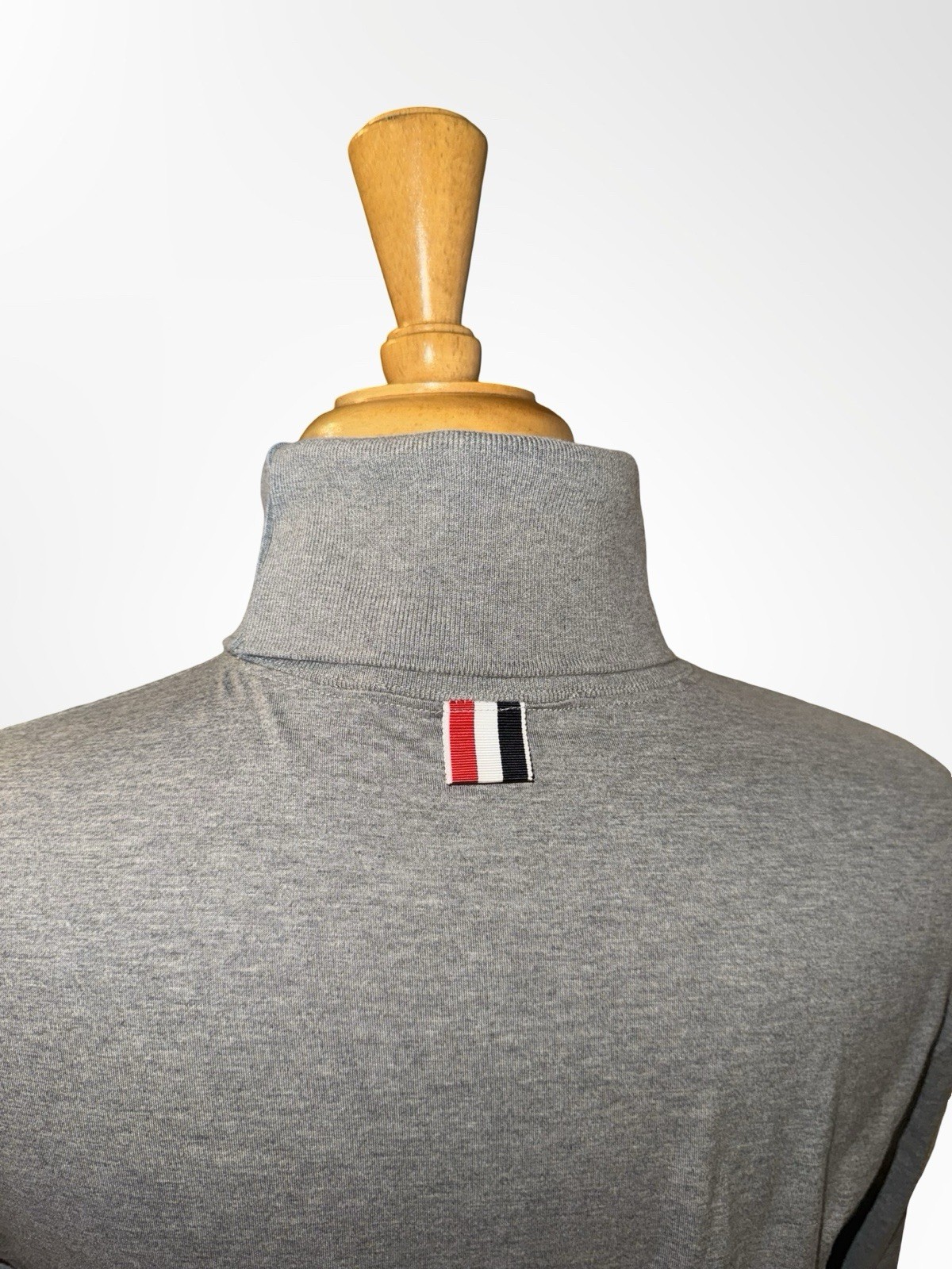Thom Browne Turtleneck Grosgrain Trim Cotton Grey sz 3 US 8 Japan Made NWOT