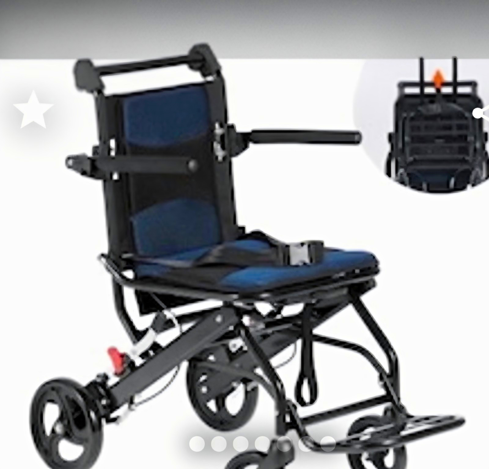 Vevor Lightweight Transport Wheelchair. 330 Lb Capacity.  Black /blue