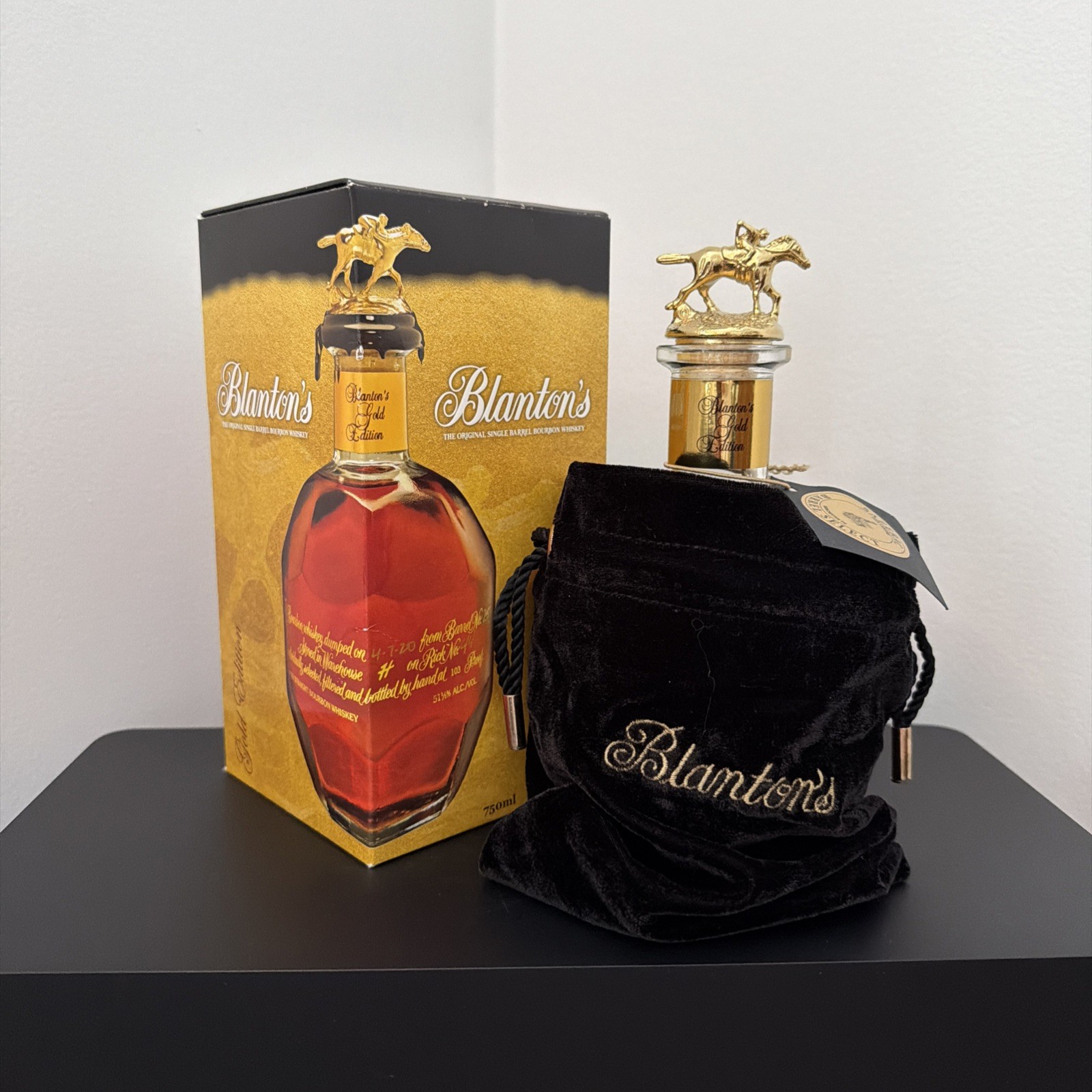 Blanton’s Gold Single barrel Store Pick Empty Bottle With Bag, Box + “ O” Topper