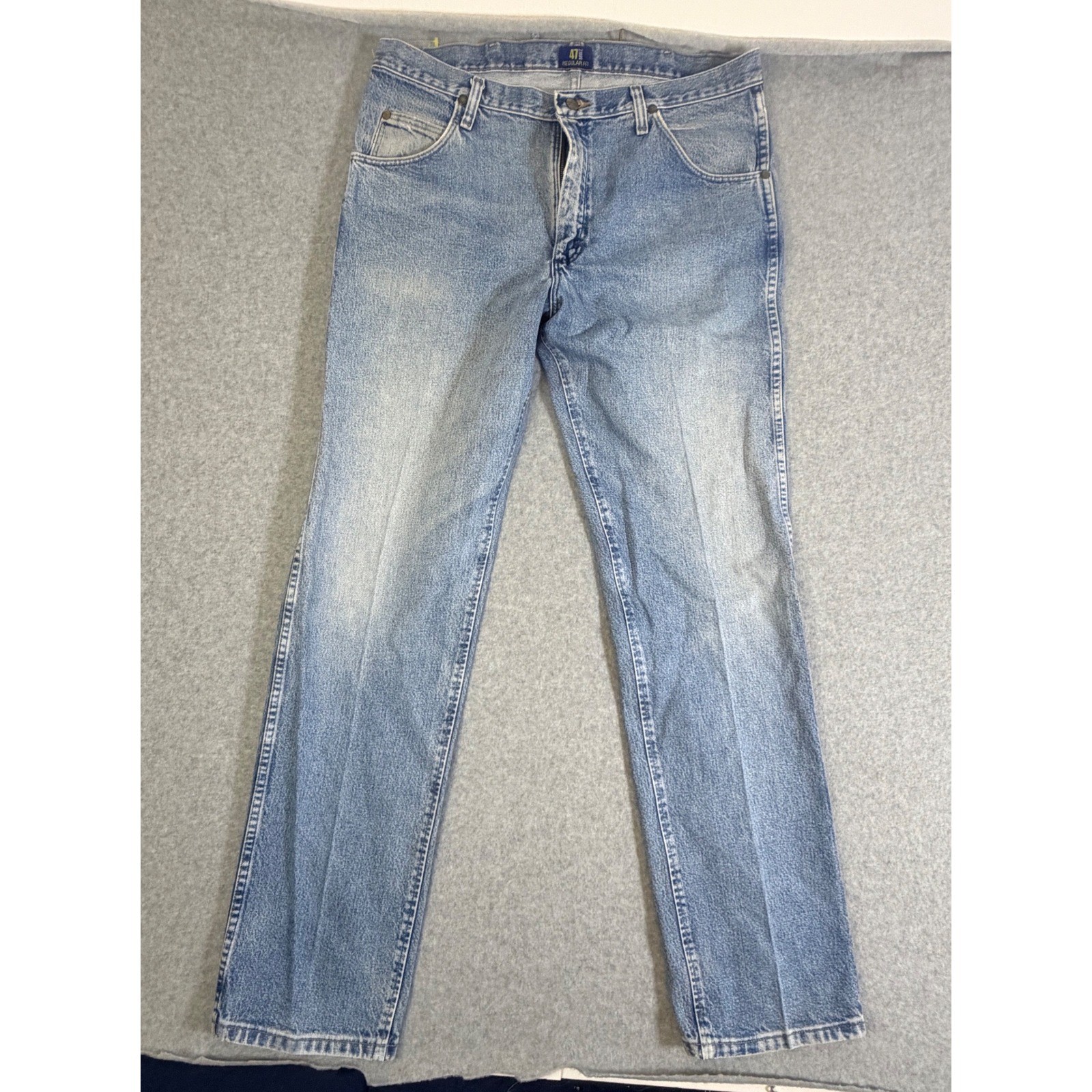 Wrangler Jeans Mens 47MWZ Regular Fit Cowboy Cut Denim Pants Blue 35x34