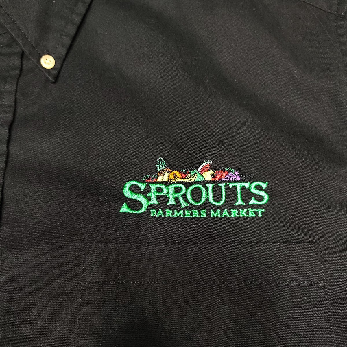 Sprouts Farmers Market Shirt Large Black Employee Work Uniform Button-Front