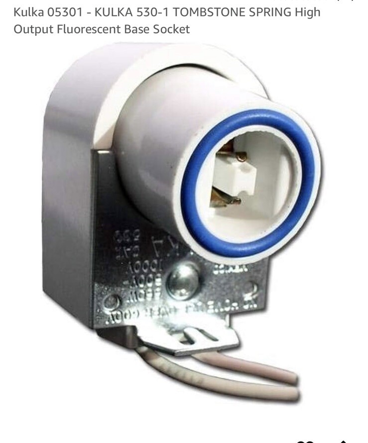 Pair (2) KULKA 530 1K HO/VHO Fluorescent Socket Vertical Spring End P 660W, 600v